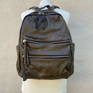 Sasha + Sofi Faux Leather Backpack Olive Brown